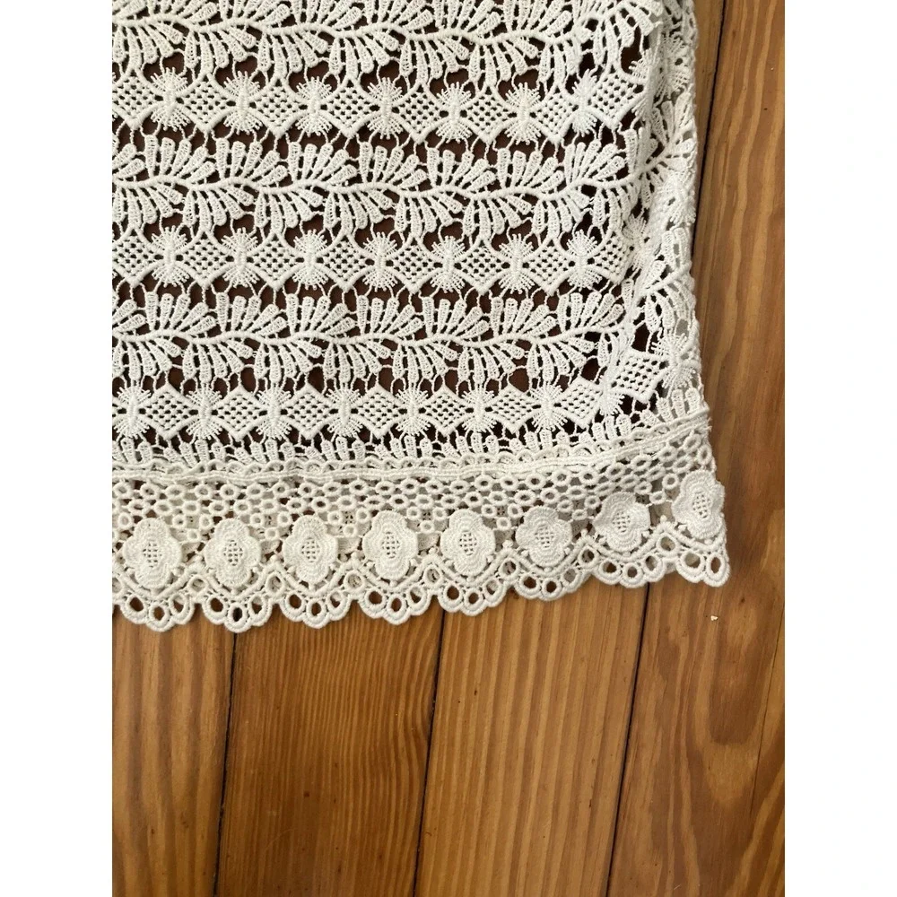 Cottagecore Laundry by Design dress Cream Sz M Lace crochet short‎ sleeve